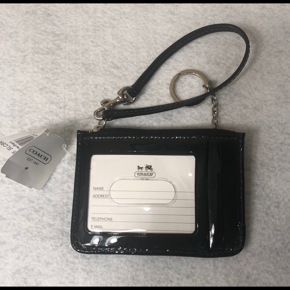 Coach Leather Mini Wallet Wristlet - Black